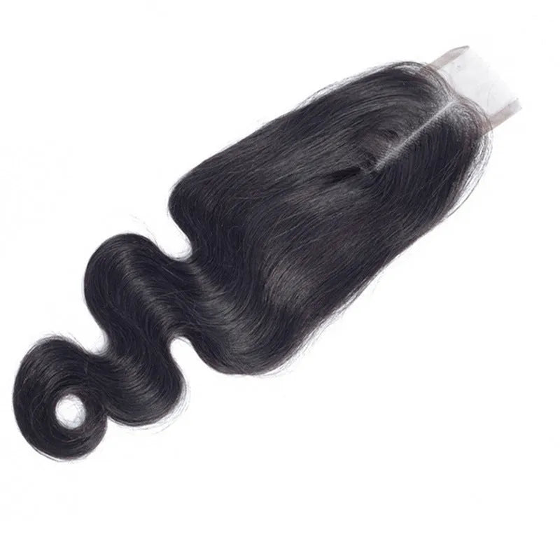 Straight natural colour human hair wig for women shown at medium length.