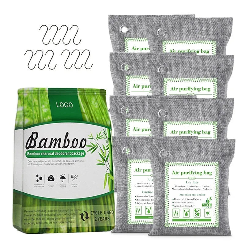 Sewn fabric bag filled with bamboo charcoal for formaldehyde removal and air freshening