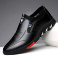 Men's black and brown PU business shoes with lace-up design and flat heel