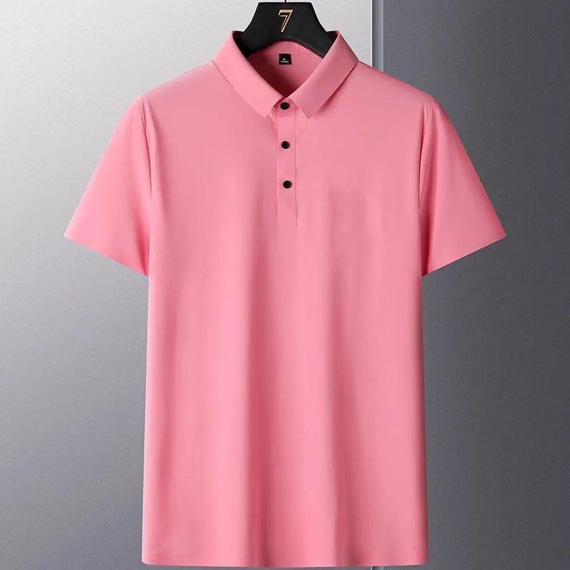 Men's non-ironing solid colour short sleeve business casual shirt in nylon fabric