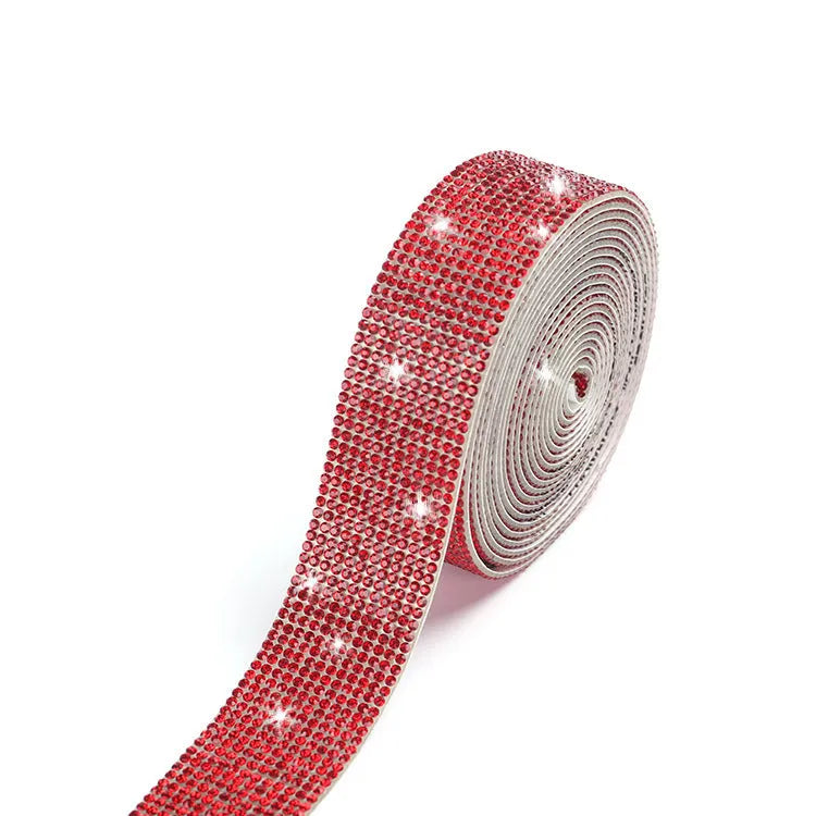 Self-adhesive glass water drill strip in white AB colour with electroplated finish for clothing decoration