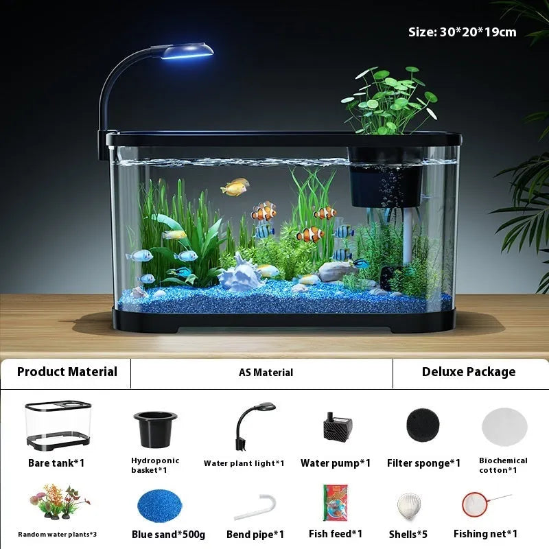 Ecological landscape filter oxygen-making integrated fish tank in luxury black or white