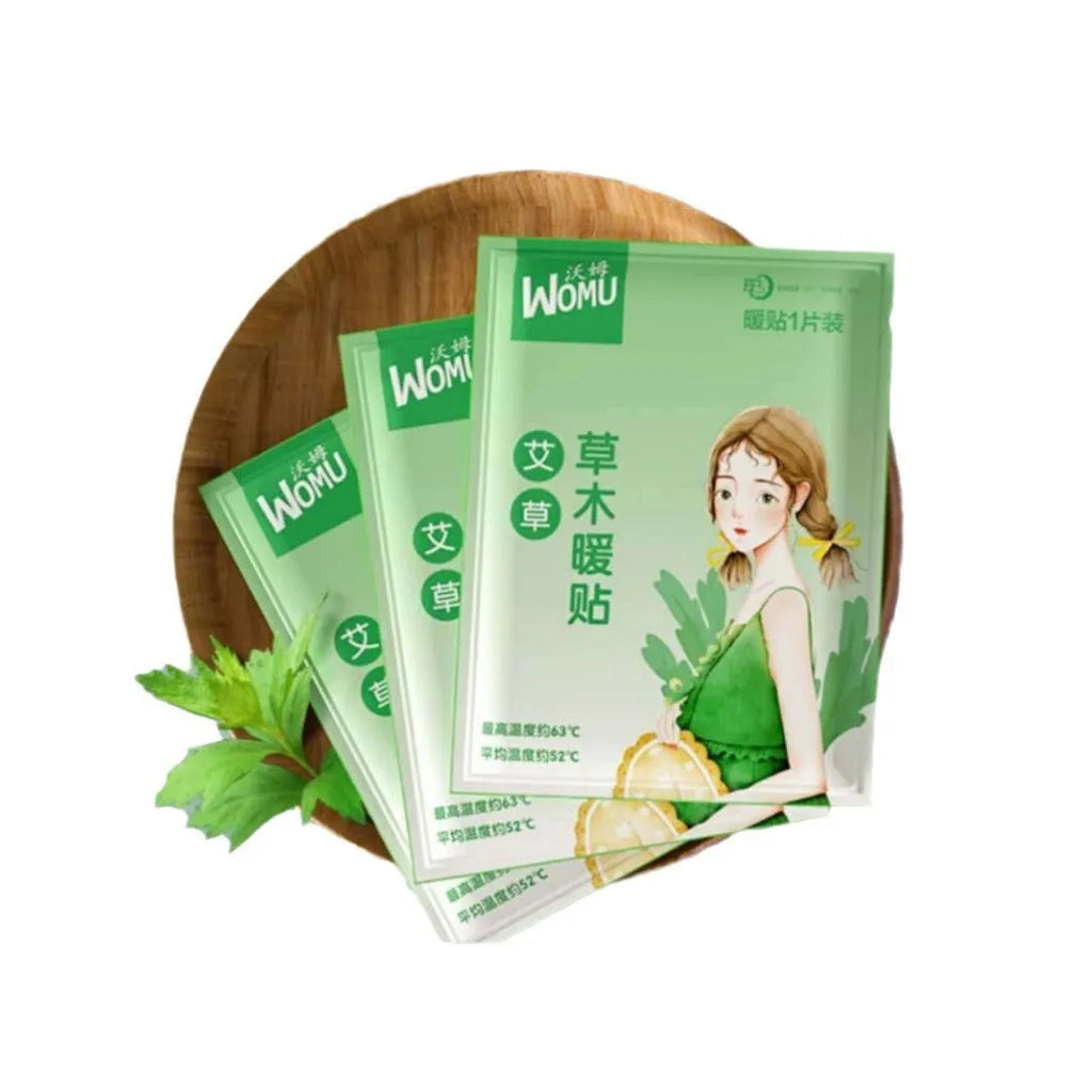 Single pack of a self-heating herbal warm plaster for uterus warming, showing one of four colour options.