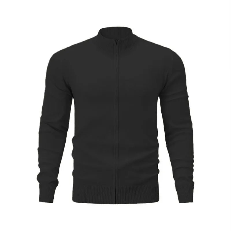 Men's cotton zip-up hoodie with stand collar in loose fit casual style