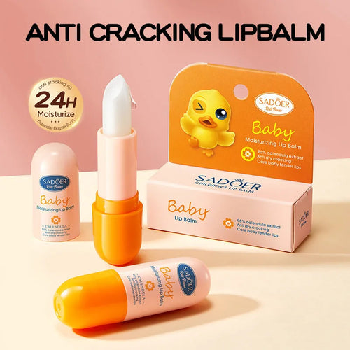 Anti-chapped moisturising lipstick stick in packaging, shown with variants like avocado and cherry blossom.