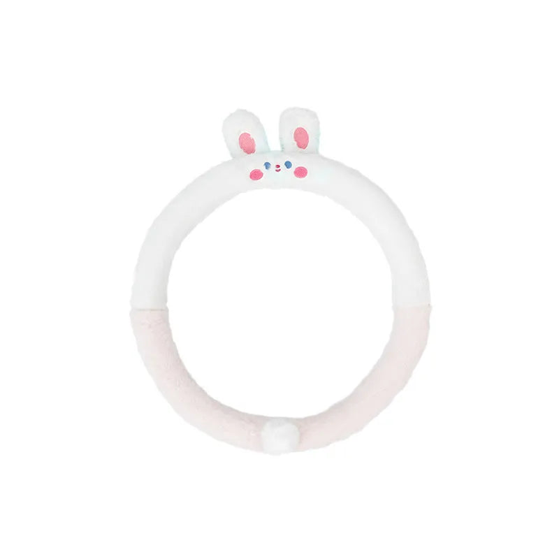 38cm plush thermal car steering wheel cover with embroidered cartoon animal designs