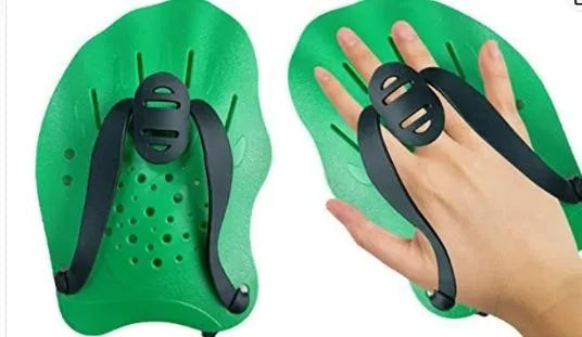 Swimming training paddles with webbed design for freestyle stroke technique in multiple colours