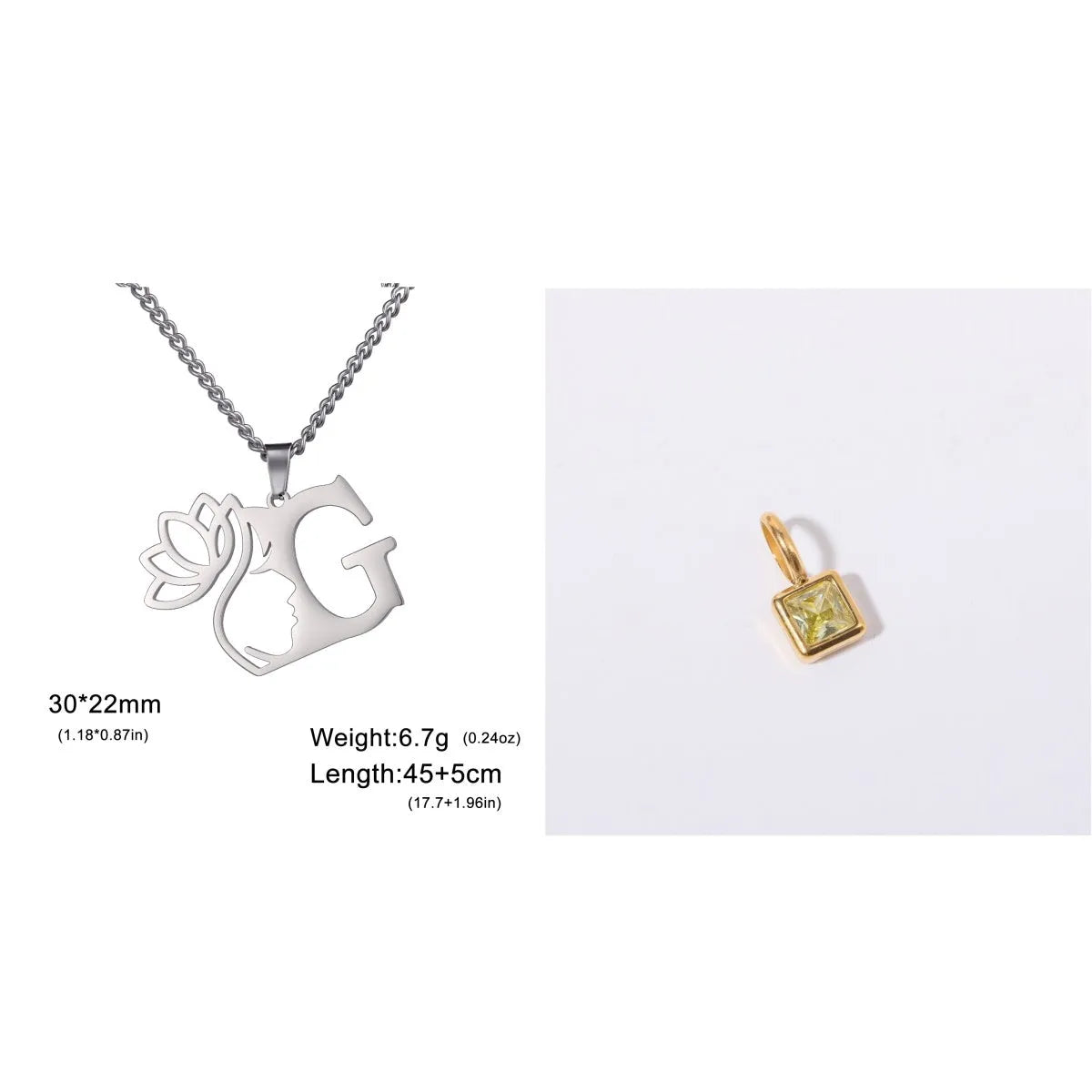 Stainless steel cross chain necklace with pendant in gold or silver electroplated finish
