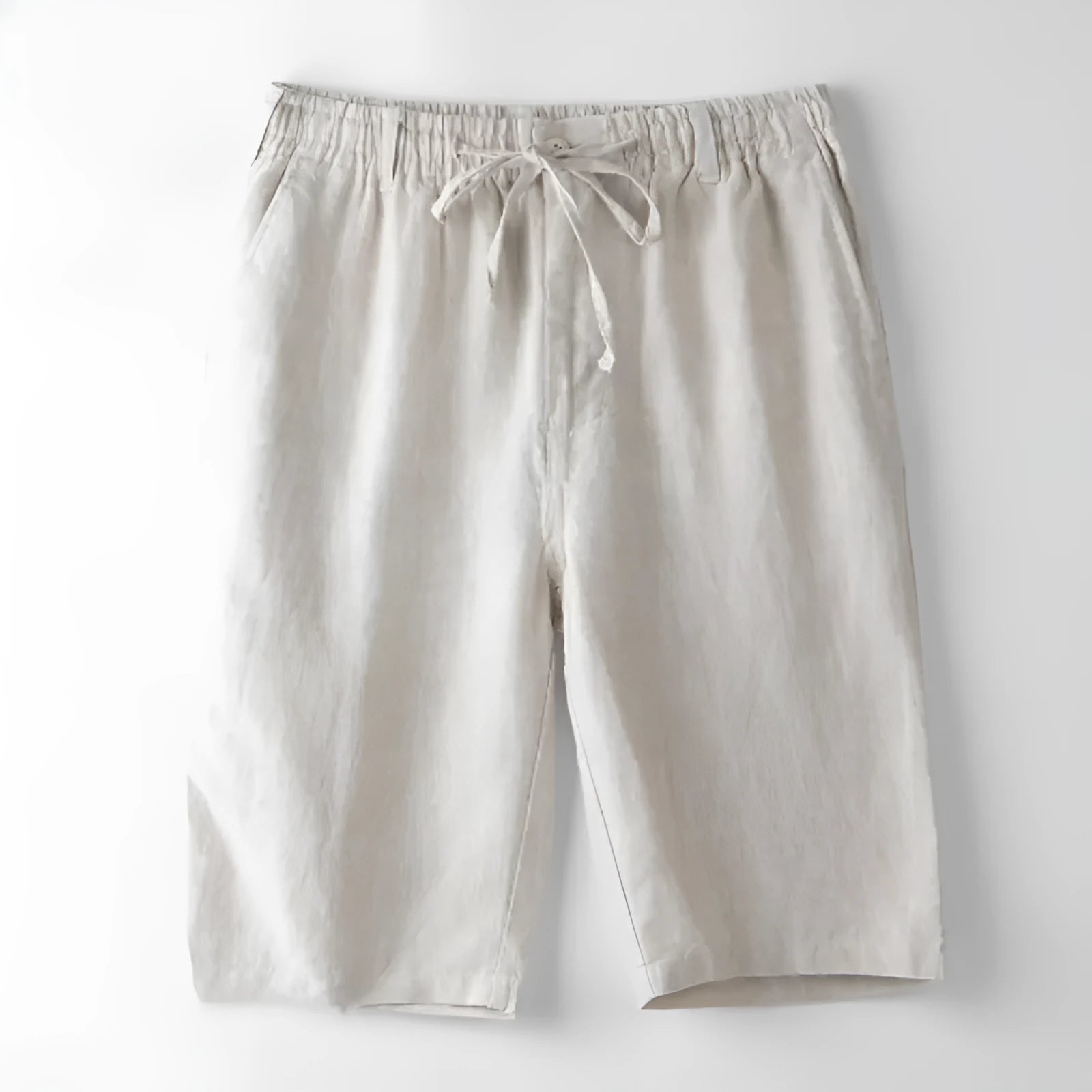 Men's linen casual loose beach shorts in summer colours, straight cut, sizes S to 2XL