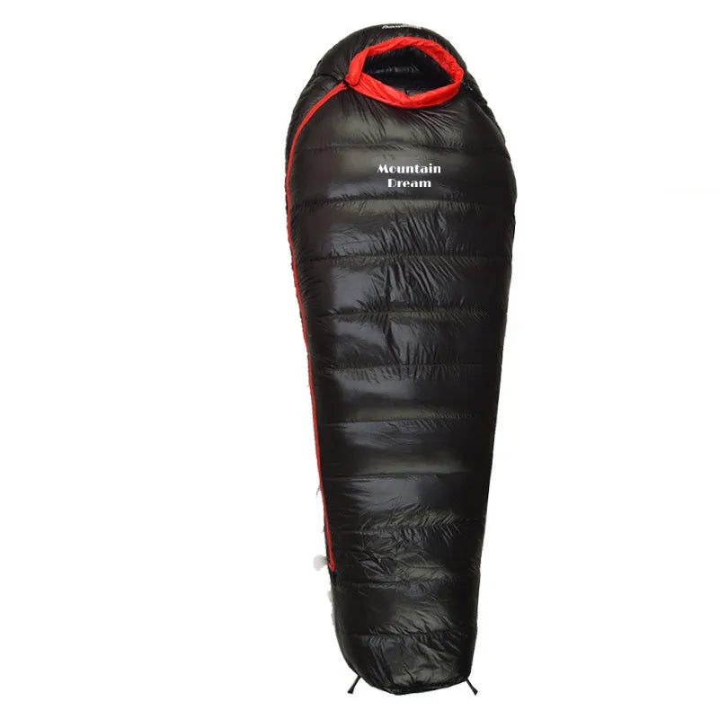 Ultralight mummy down-filled sleeping bag for adults, 400T nylon shell, white duck down fill, 210x80x50cm