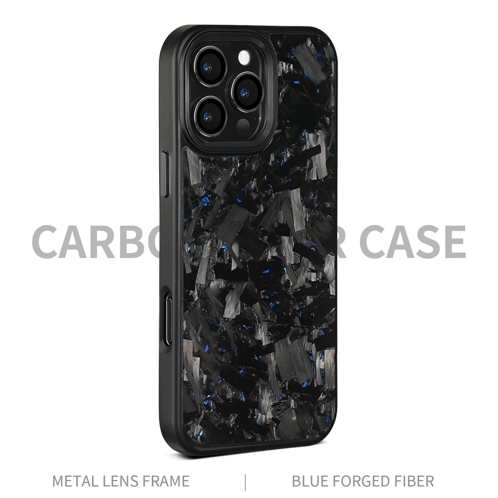 Carbon fibre forged pattern protective phone case in black, all-inclusive design for iPhone models
