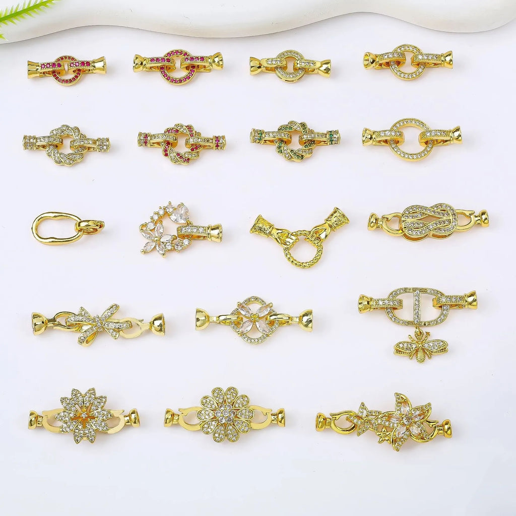 Small gold-plated necklace buckle clasp for DIY jewellery making