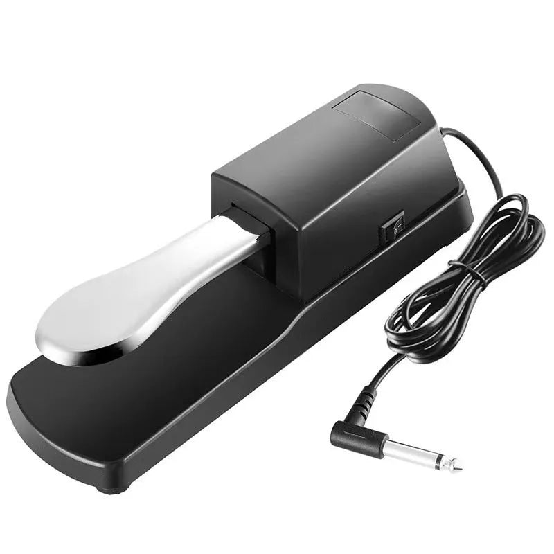 Black ABS plastic sustain pedal for electronic keyboards with 6.35mm jack connector