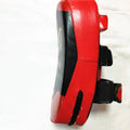 Black and red square boxing foot target with buckle straps on the back