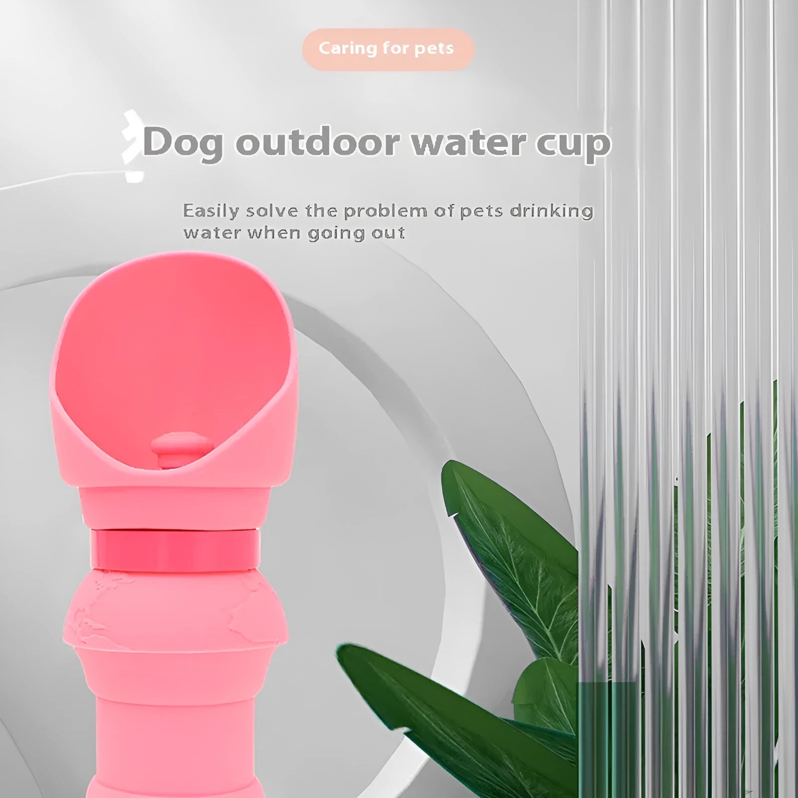 A folded flat and an unfolded pink silicone pet water bowl showing its collapsible design for portable use.