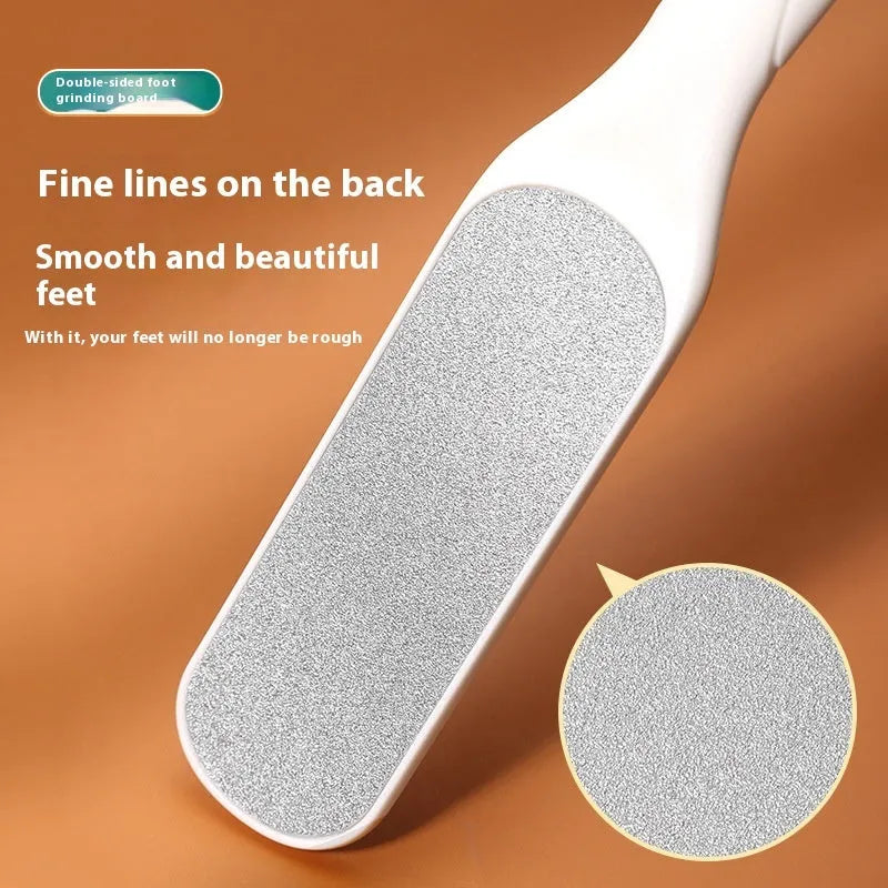 Stainless steel double-sided foot grinder file for hard skin removal.