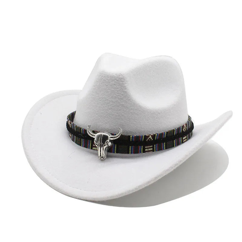 A Western-style bell crown cowboy hat on a stand, shown in an army green colour.