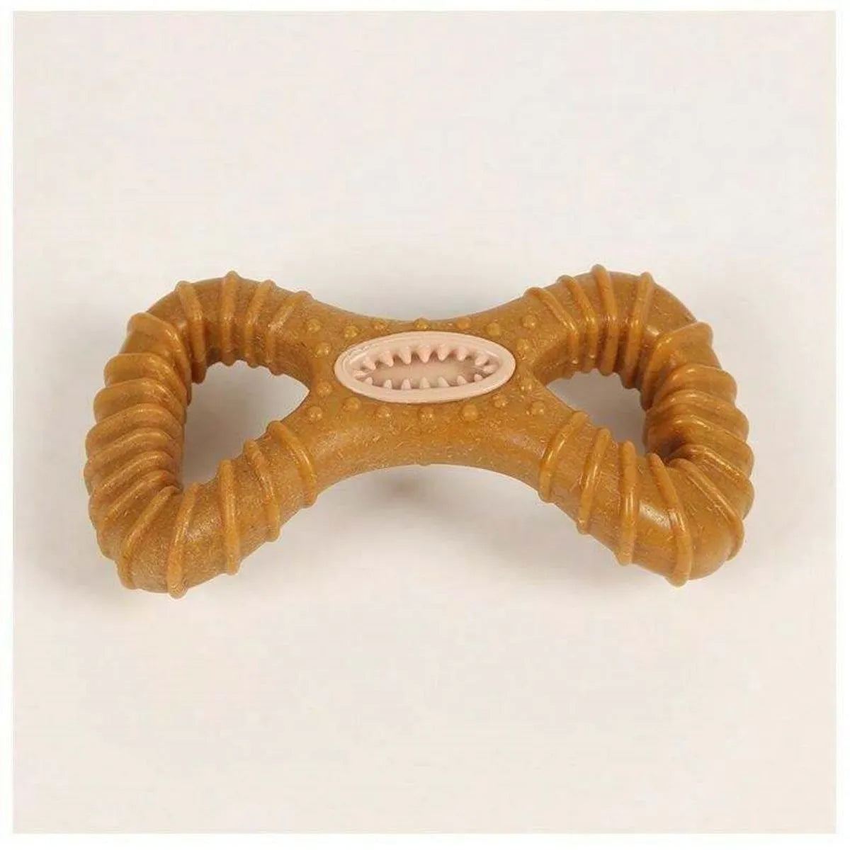 Durable rubber dog chew toy bone for dental cleaning and interactive play