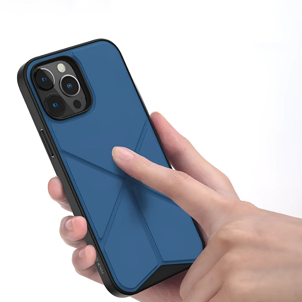 Black and blue Element Stand TPU back cover case for iPhone 13, 13 Pro, and 13 Pro Max.