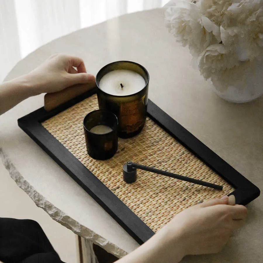 Pine wood dining tray with a compartment, shown in natural wood colour.