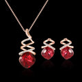 Women's bridal jewellery set with necklace and earrings on water wave chain