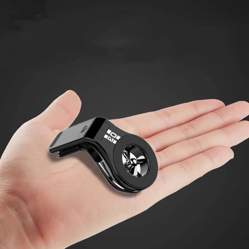 Black magnetic car air vent phone holder with adjustable bracket and fragrance diffuser