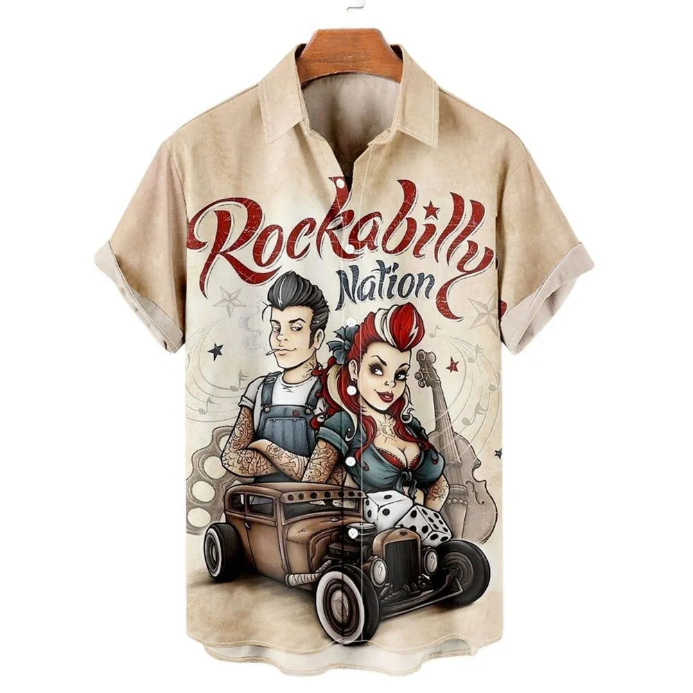 Men's slim fit short sleeve shirt with a colourful 3D printed floral pattern on polyester fabric