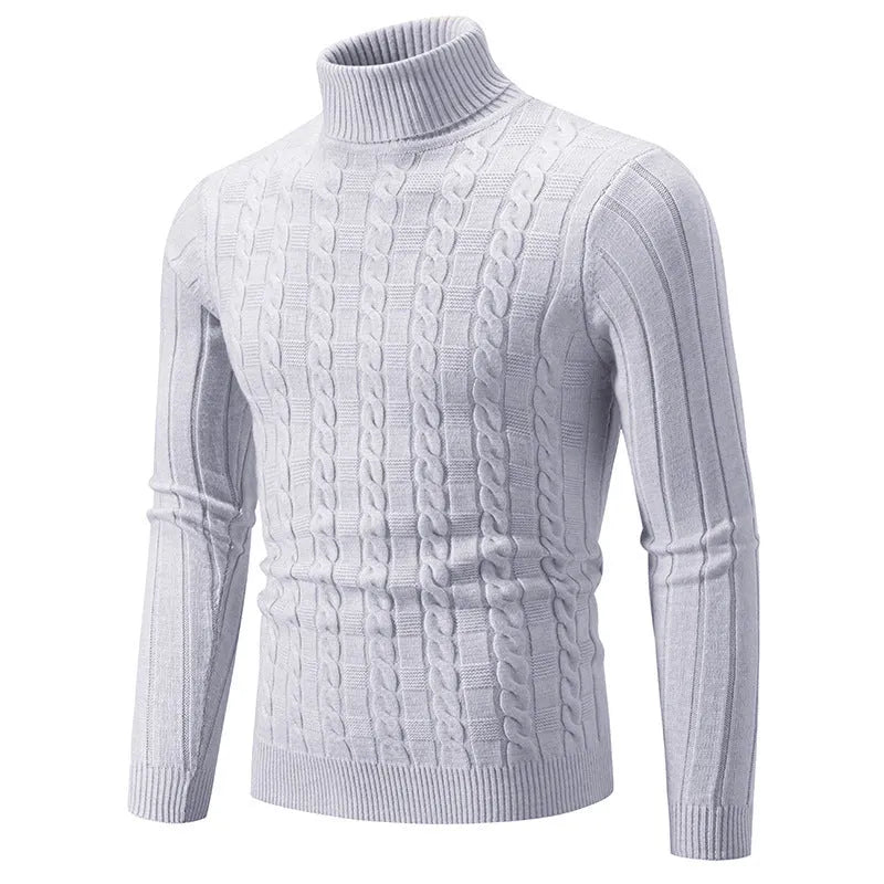 Men's slim fit turtleneck pullover in chenille fabric available in multiple colours