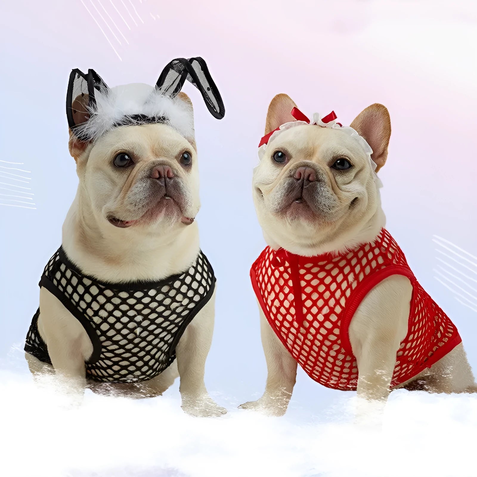 Hollow mesh dog vest clothing in elastic large mesh for summer, shown in black colour, size M