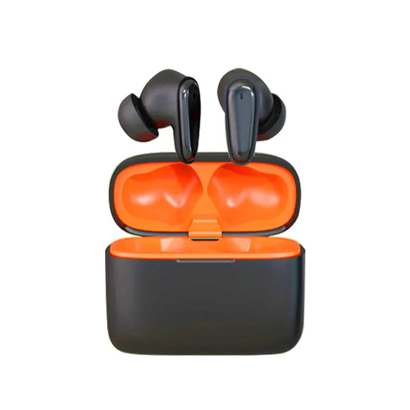 Bluetooth smart in-ear noise reduction headphones in black with charging case