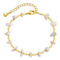 Geometric 18K copper women's bracelet with crystal details and a natural gravel texture, shown in multiple colour options.