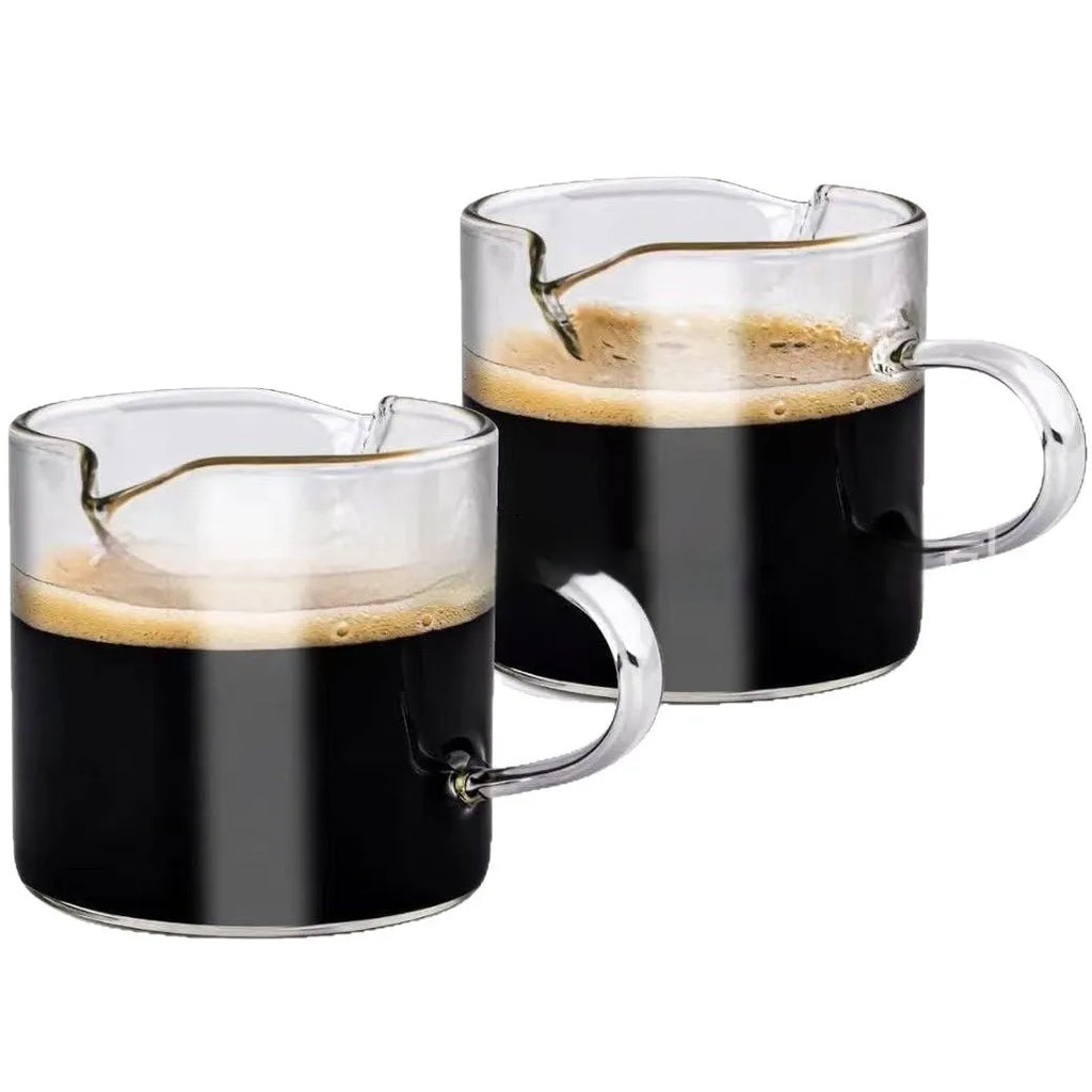 White transparent glass double mouth coffee cup with modern simple design