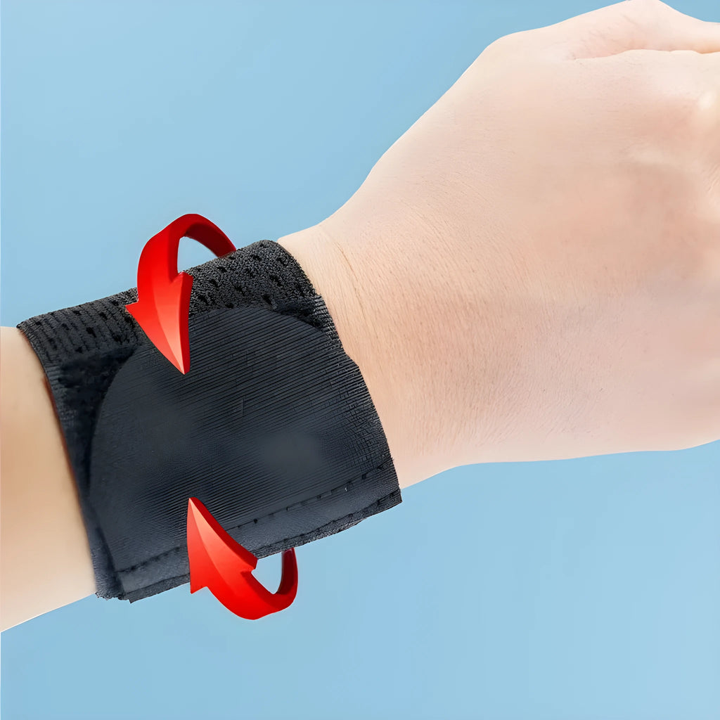 High elastic breathable athletic wristguard for wrist support in black, grey, or pink.