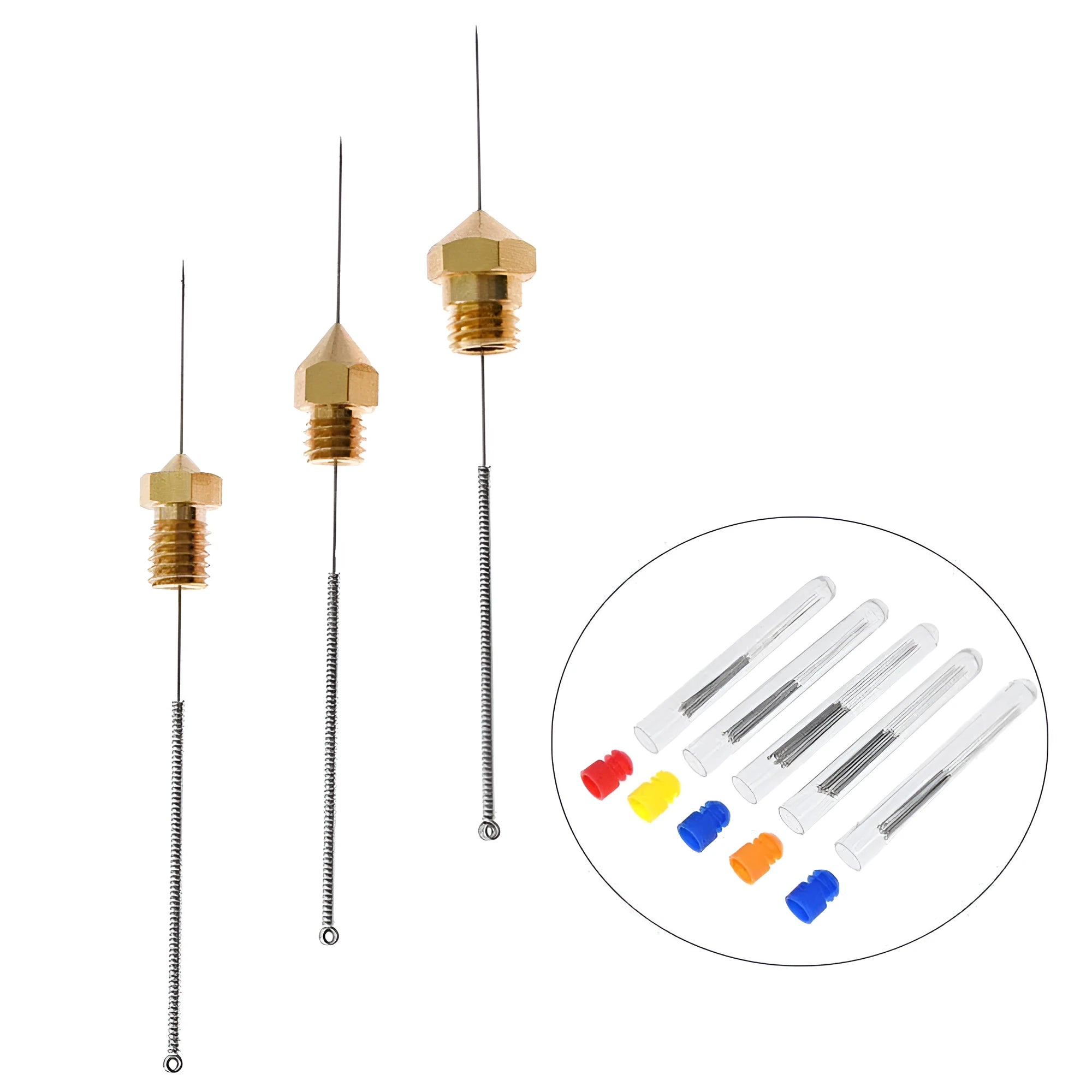 Mk8 E3D 3D printer nozzle cleaning needle set with five diameter sizes