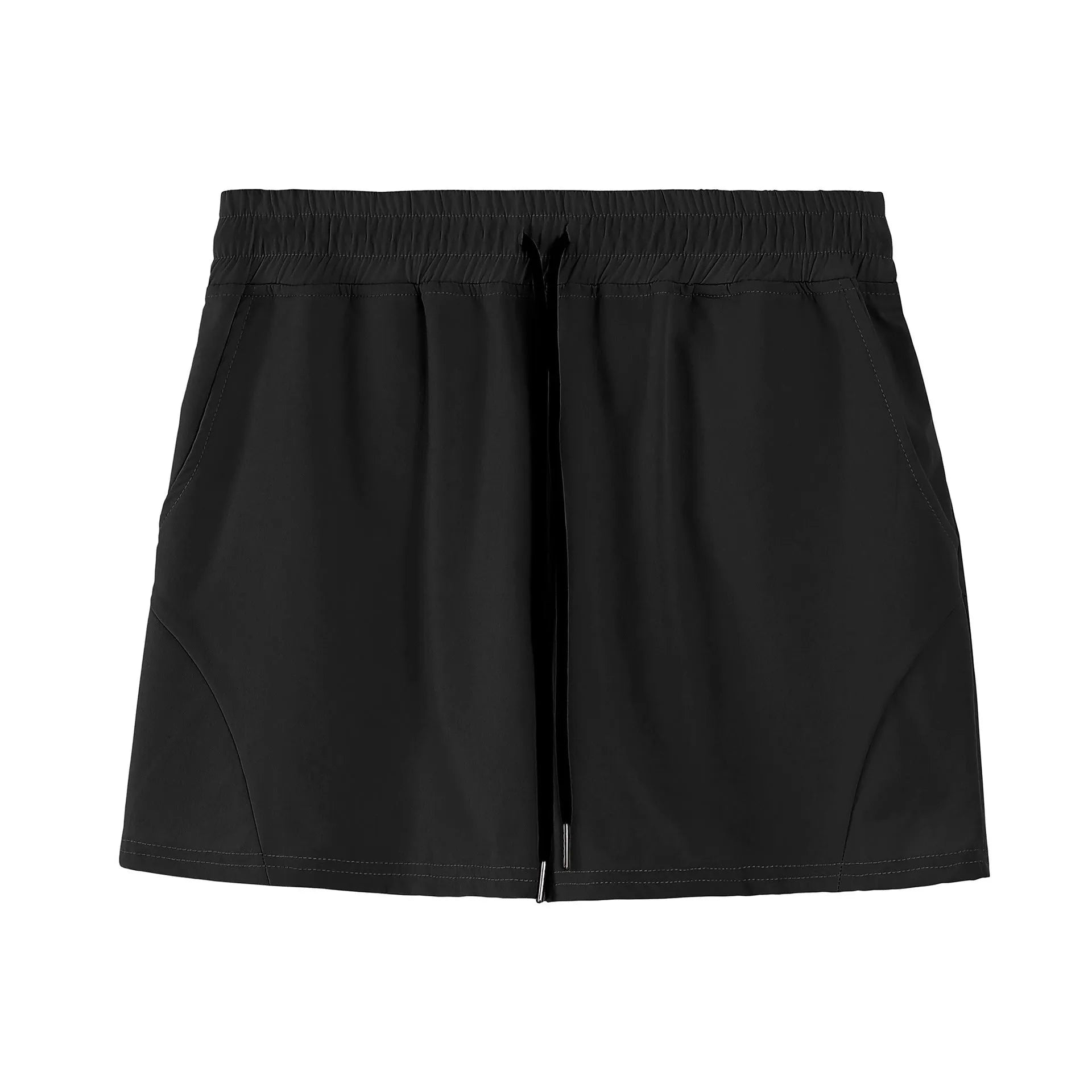 Men's thin polyester basketball shorts in apricot colour with elastic waistband.