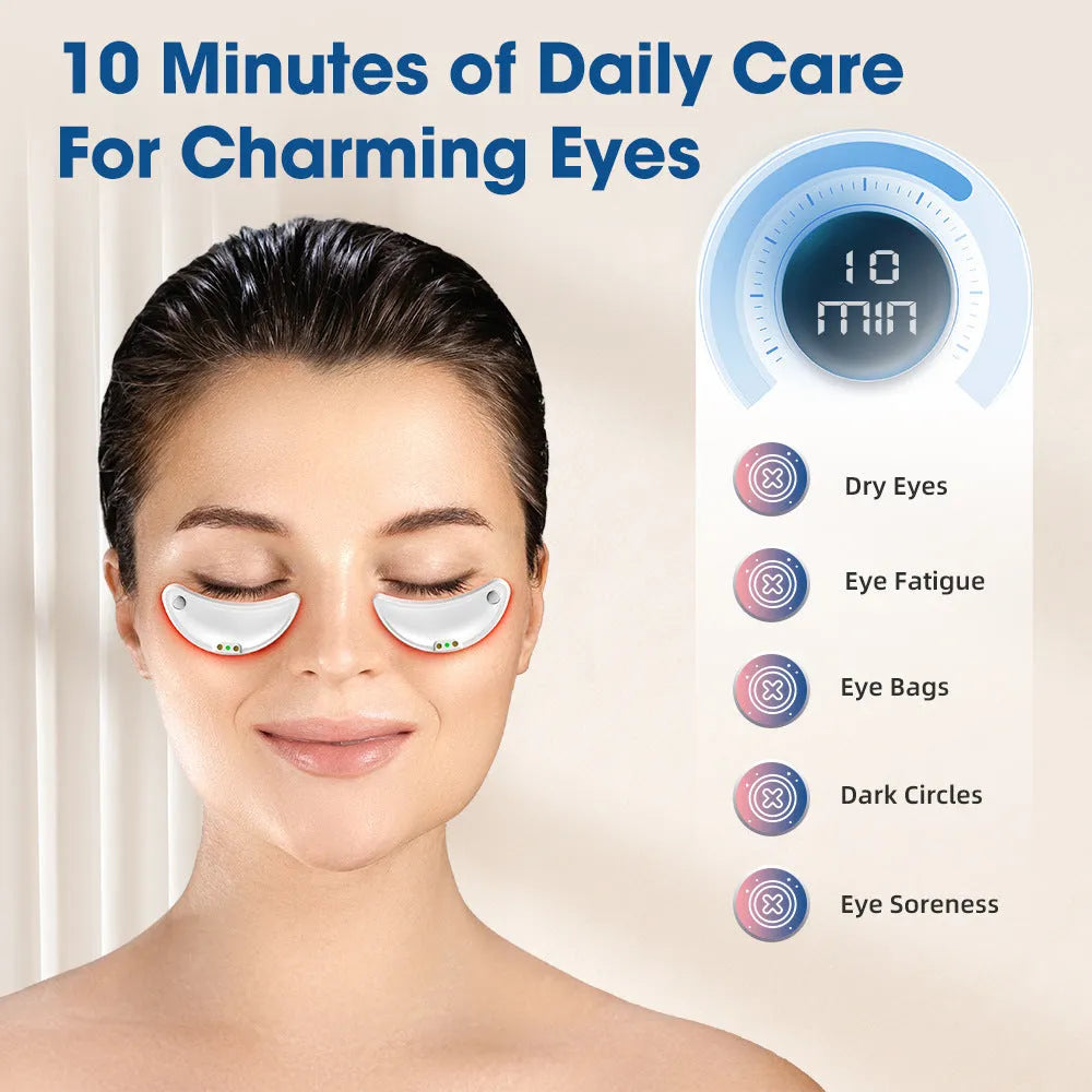 White wireless red light EMS eye and facial beautification massager device