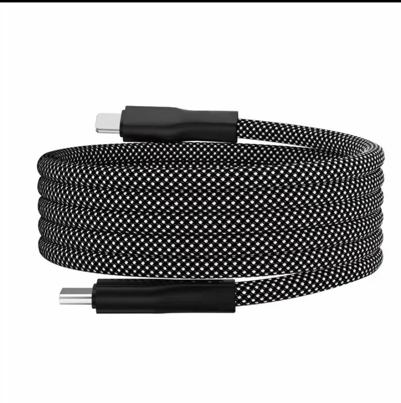 Magnetic woven-braided data cable in Tech Black with 66W fast charge and three connector types