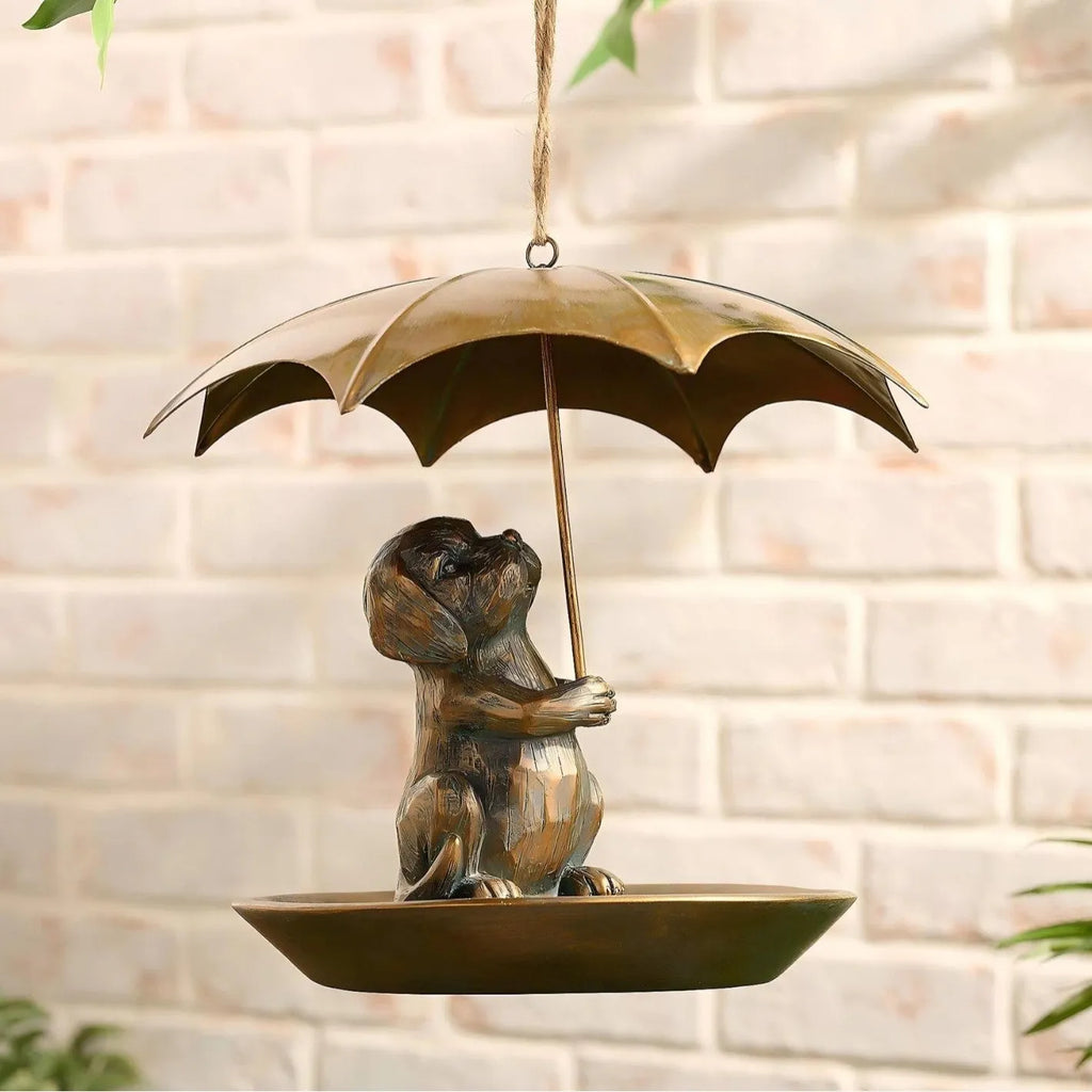 Portable umbrella shaped bird feeder casting construction 10x10x9cm American country style cat dog colours