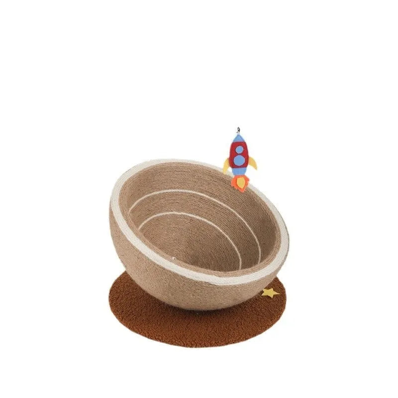 Large integrated cat scratching post and bed combo in starlight sisal nest colour