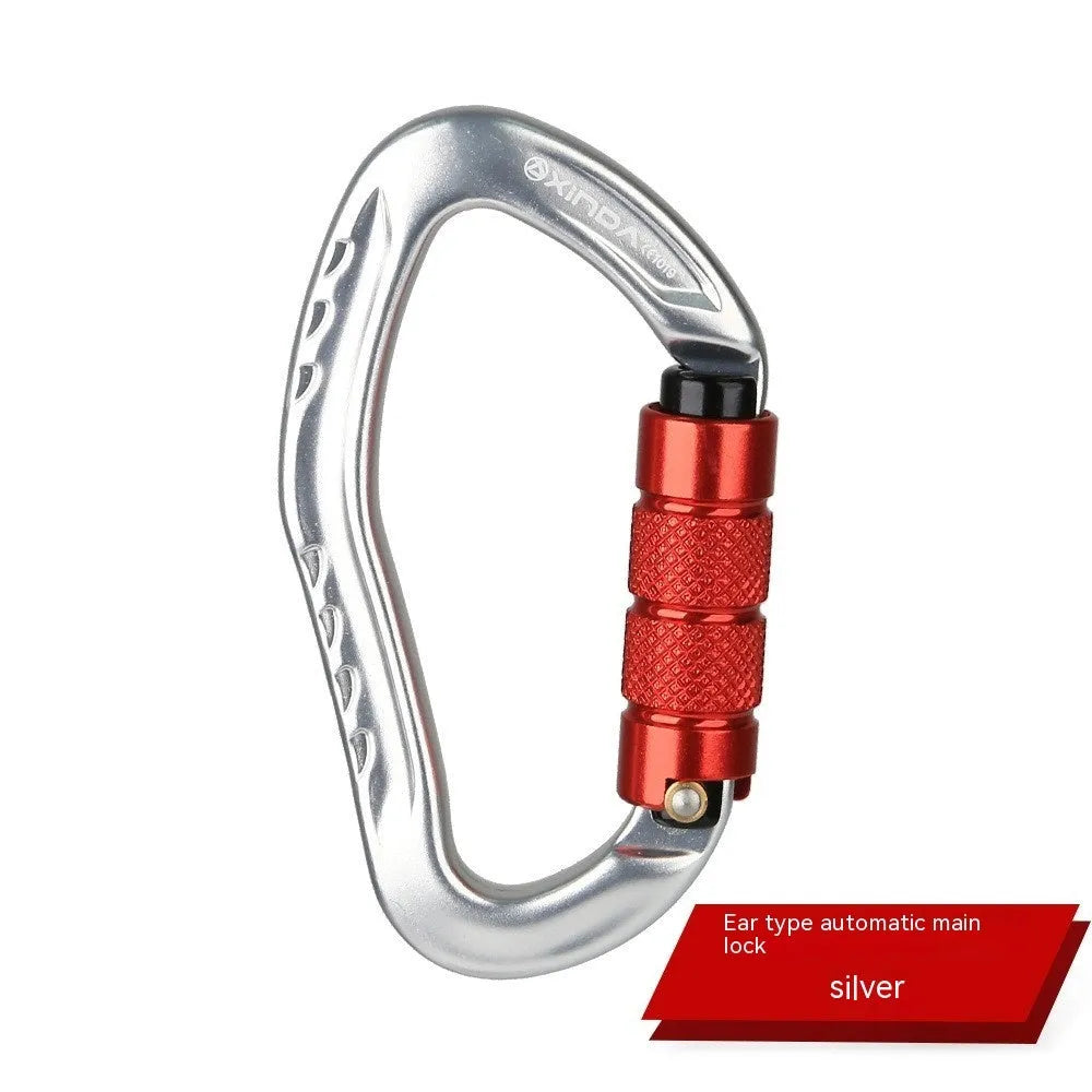Automatic locking climbing carabiner in five colours for rock climbing equipment