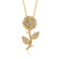 Geometric rose pendant necklace with micro inlay finish, O-ring chain, adjustable 41-50cm, women's fashion accessory