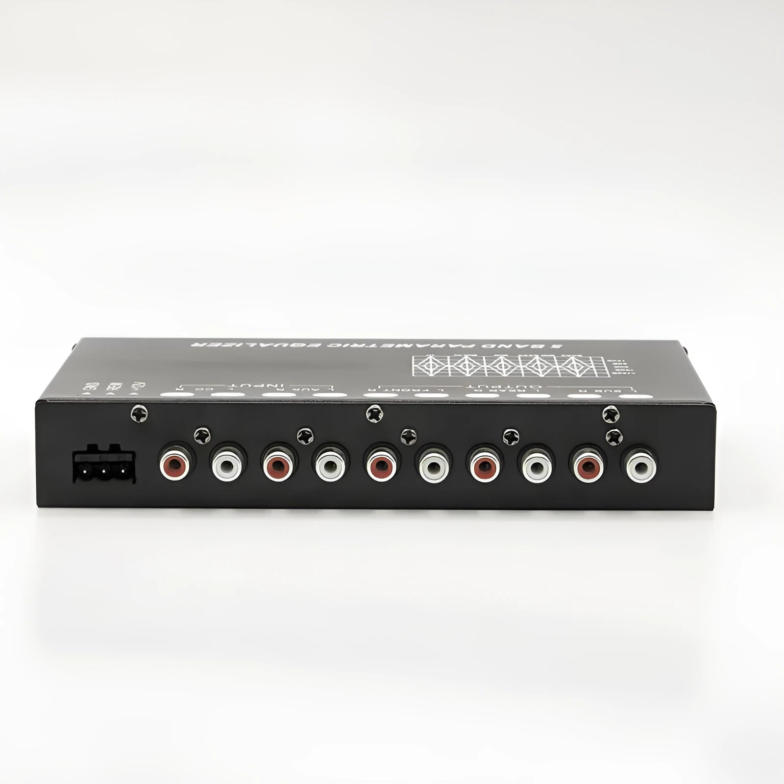 Black car audio EQ tuning frequency division amplifier with control panel for six-channel output