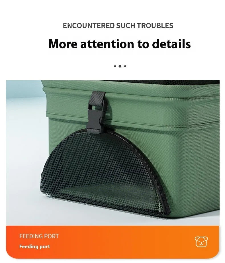 Black Warrior style one-click folding metal pet cart shown in use and folded compactly.
