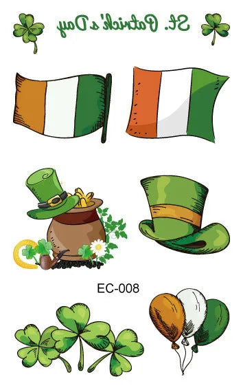 St. Patrick's Day clover tattoo sticker paper measuring 120×75mm with water transfer printing