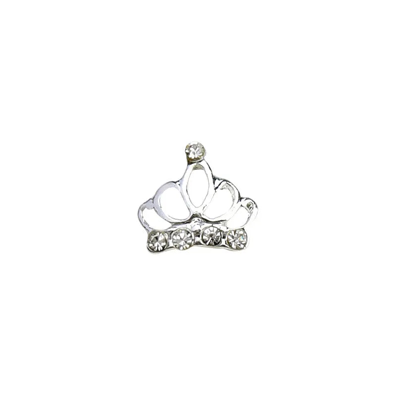Diamond-encrusted pearl crown nail decoration from Princess Series in alloy square pattern