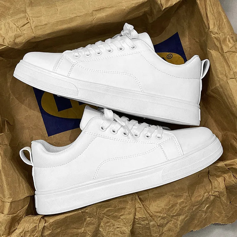 Men's Korean-style low top sneakers in black, white or two-tone colour options
