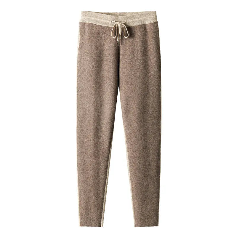 Men's cashmere wool blend cardigan suit with half turtleneck zipper top and matching trousers in winter sports style