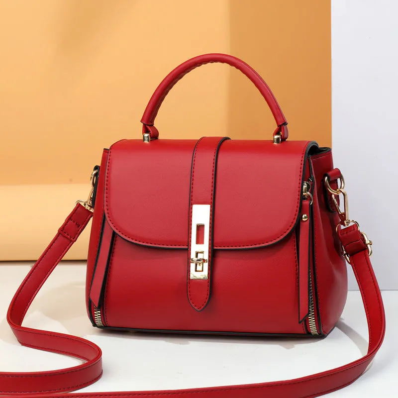 Women's soft PU leather messenger shoulder bag in square vertical design measuring 21x11x16cm