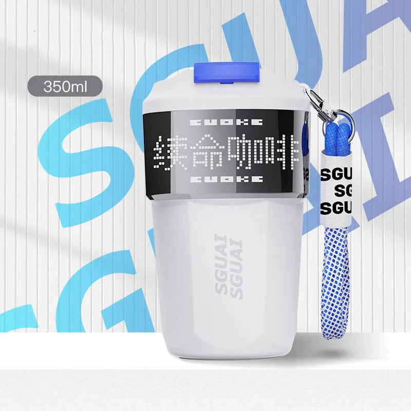 Japanese style stainless steel portable coffee cup with 50mL capacity in blue, grey, orange, or white