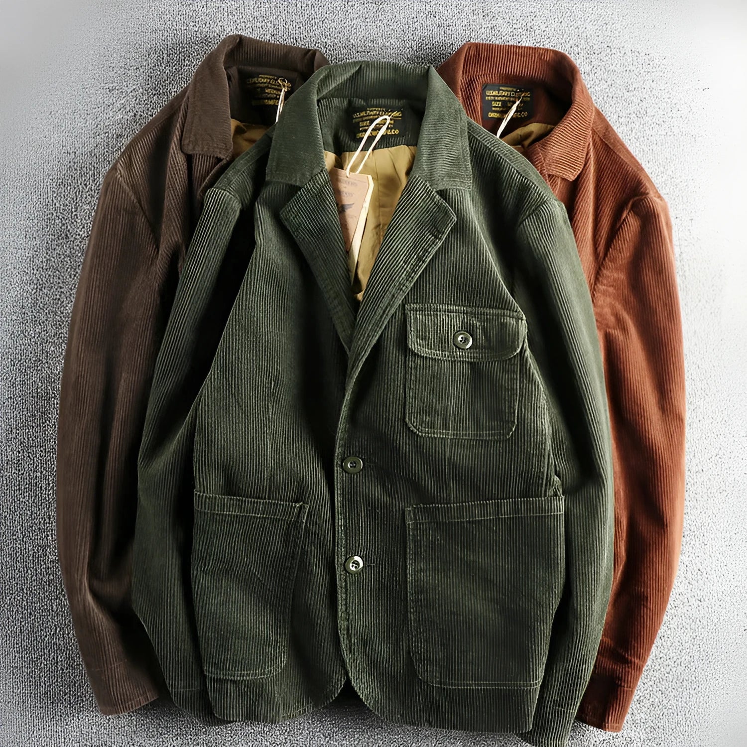 Heavy amekaji retro washed pure cotton corduroy casual jacket in brown, long sleeve, no hood